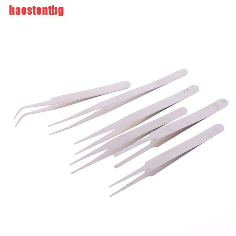 [haostontbg]6Pcs/Set Stainless Steel Anti-static Tweezer Repair Maintenance Tools