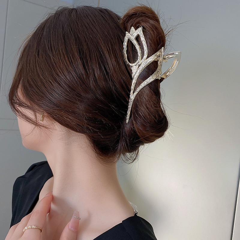 Kẹp Tóc Hình Hoa Tulip / Cá Mập Bằng Kim Loại Thời Trang Cá Tính