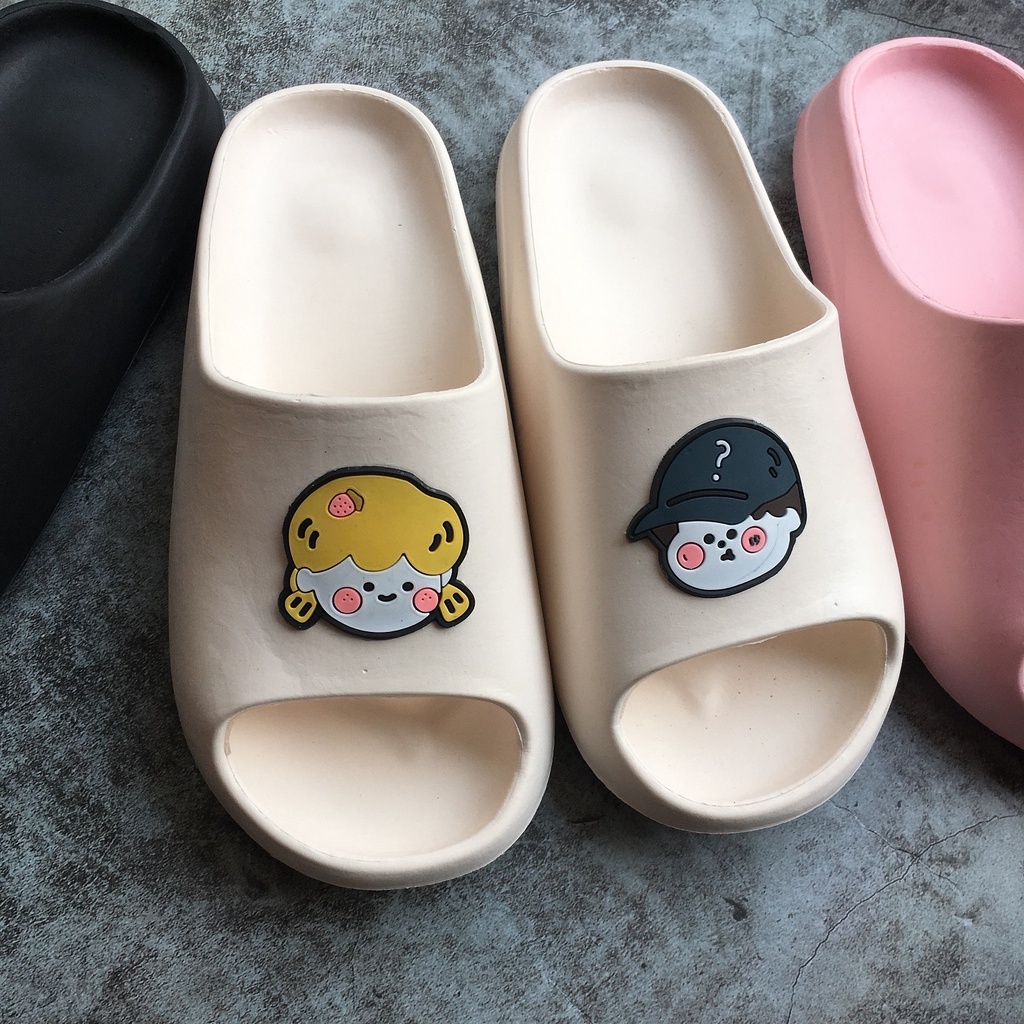 Dép bánh mì nữ 🔥 FREESHIP🔥 Dép quai ngang hình mặt trai gái đế cao 3cm siêu êm