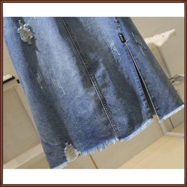 Chân váy jean Dáng Chữ A Lưng Cao Thiết Kế Xẻ Tà Thời Trang Mùa Hè Cá Tính Cho Nữ