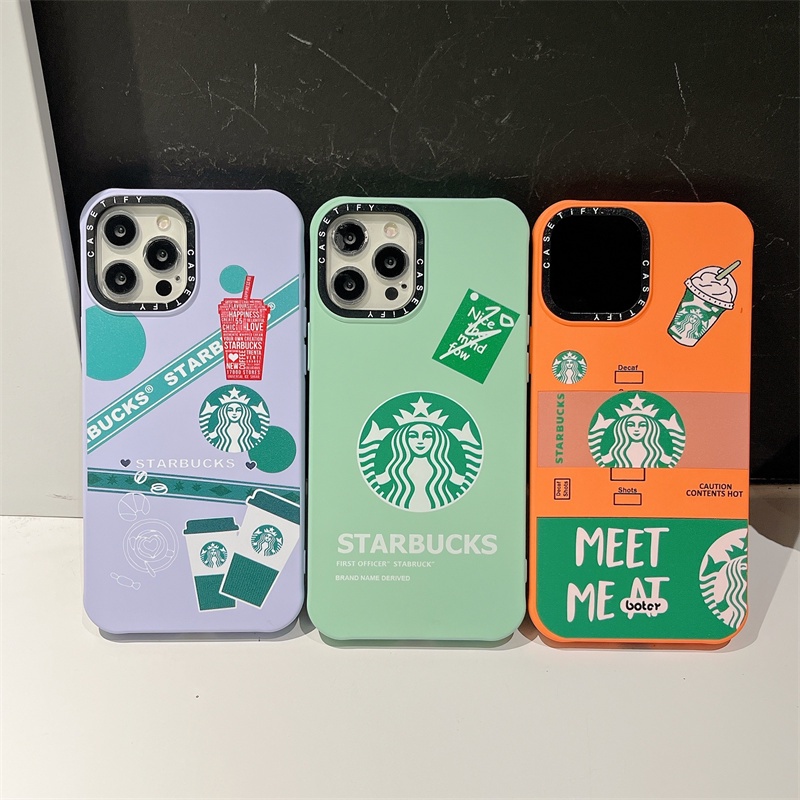 Casetifg New Casing Coffee Brand Star Buck With Box Phone Case Compatible For iPhone 14 Plus 11 12 13 14 Pro Max XS MAX XR Shockproof TPU Liquid Silicone Cover