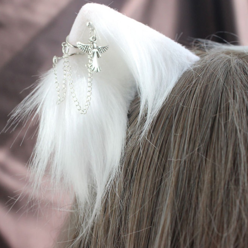 Kẹp Tóc Tai Mèo Phối Lông Phong Cách Lolita Đáng Yêu Cho Bé Gái