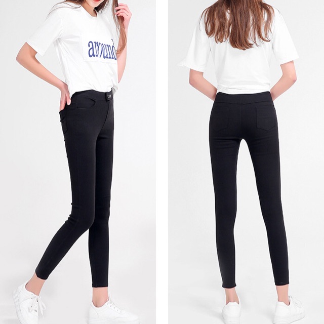 Quần kaki thun skinny big size màu đen lưng liền size đại 6XL 70-80kg