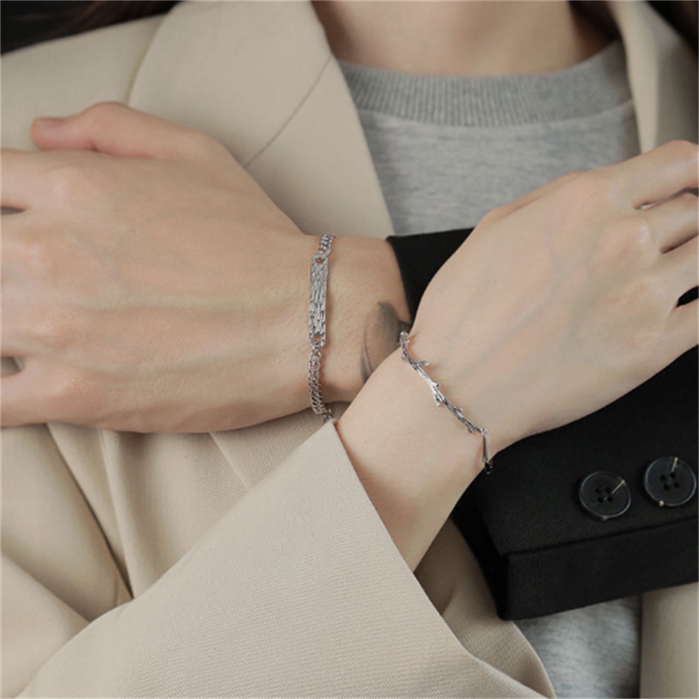 Vòng tay bạc thiết kế đơn giản thời trang dành cho nam và nữ