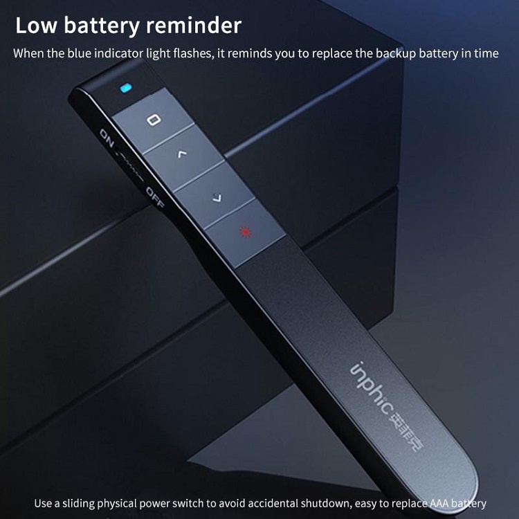 Bút Trình Chiếu Powerpoint Thuyết Trình Laser Inphic L1P Chiếu Slide Điều khiển 2 Màn Hình / Pin Sạc / Xa 100M