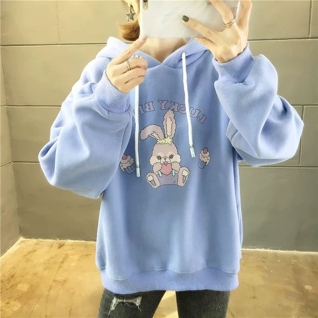 Áo khoác Hoodie Nữ chất nỉ dày mịn, in hình thỏ Rabit siêu cute - Hot trend 2021 | WebRaoVat - webraovat.net.vn