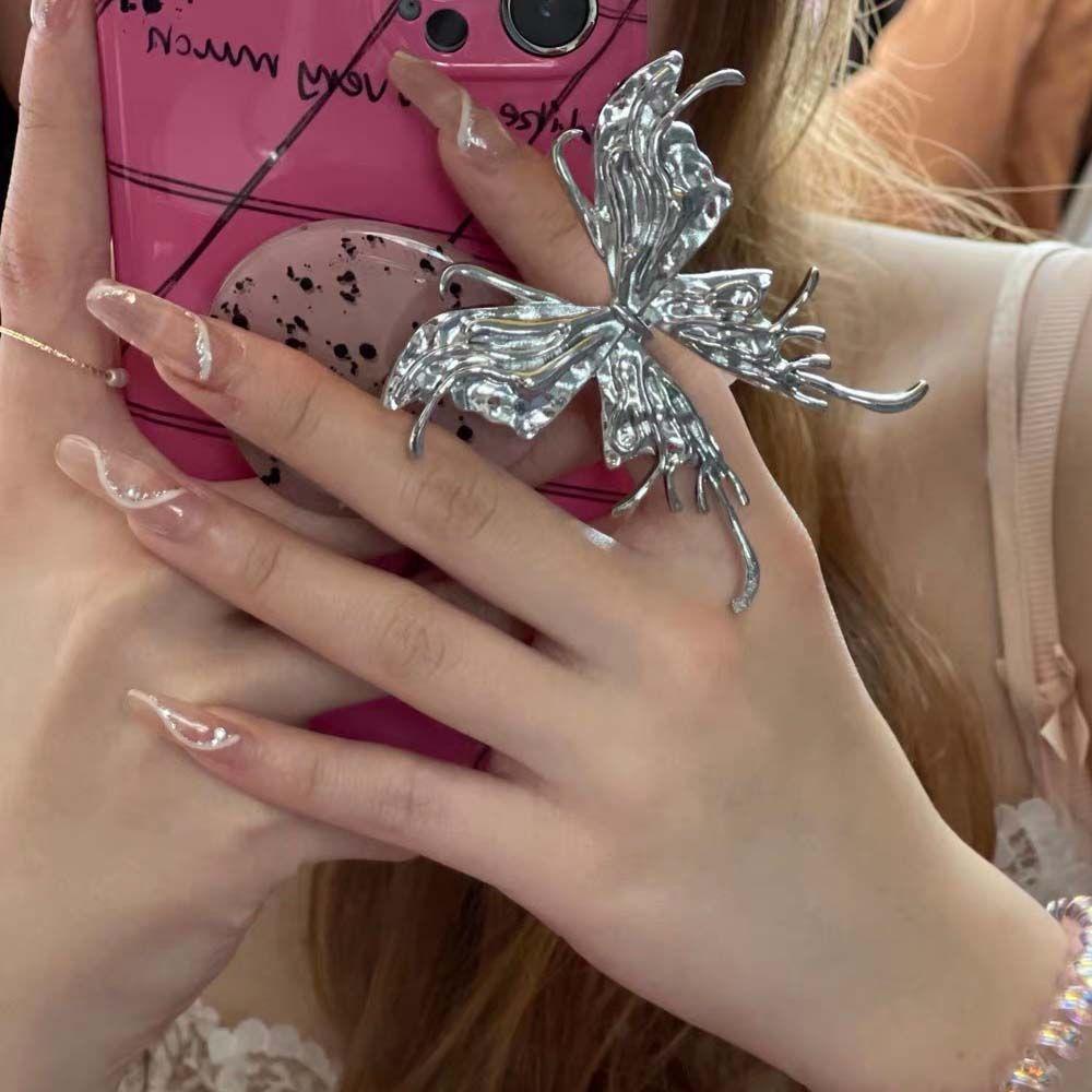 MXGOODS Nhẫn Hở Kim Loại Màu Sắc Retro Thanh Lịch Cho Nữ