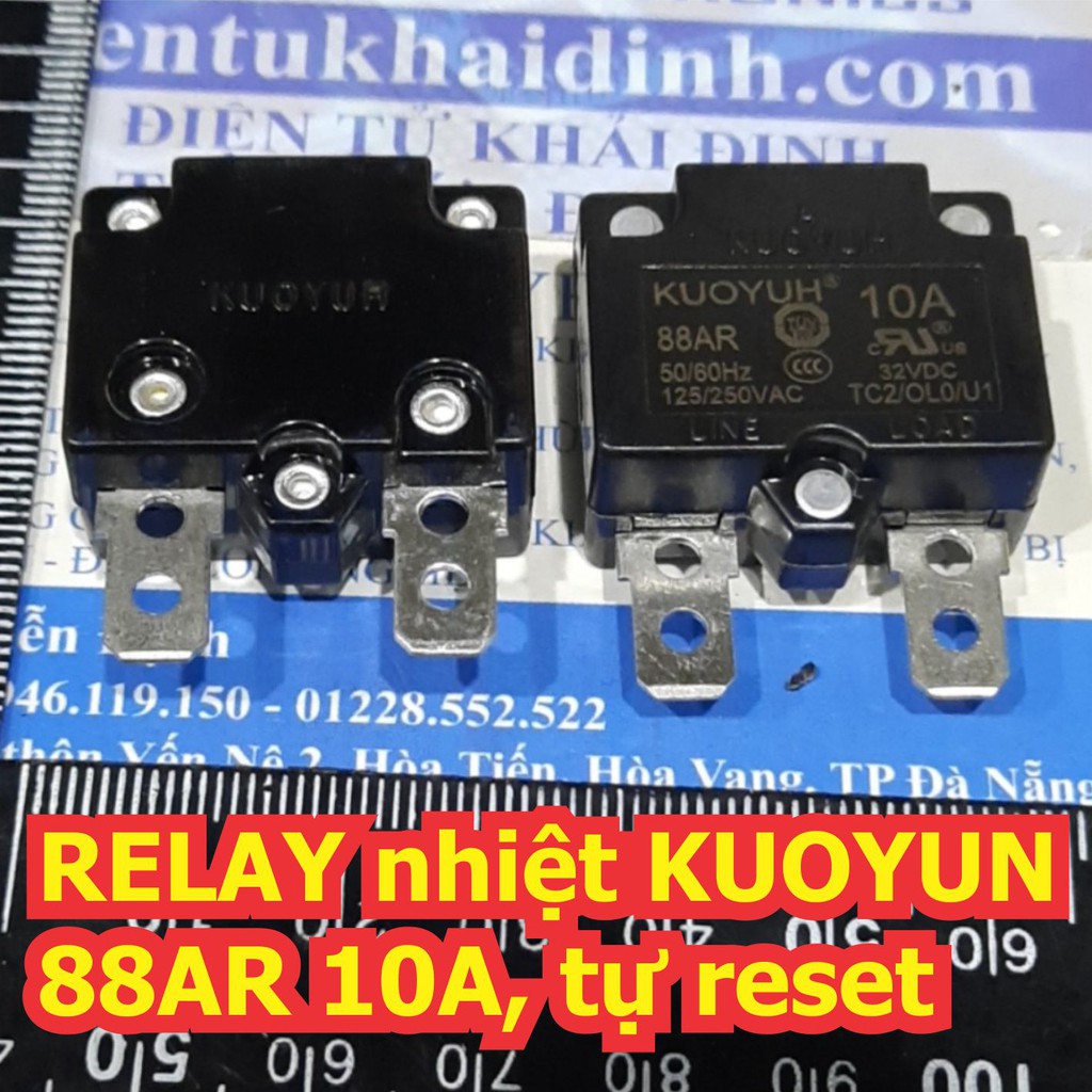 RELAY nhiệt Rơ le nhiệt bảo vệ thiết bị làm việc quá tải trong thời gian dài KUOYUN 88AR 10A, tự reset kde6999