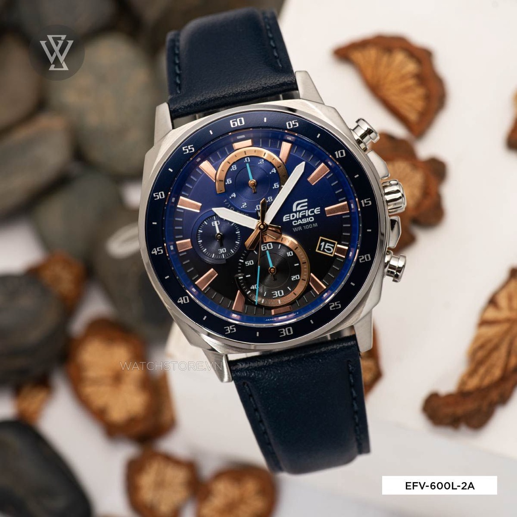 Đồng Hồ Quartz Nam Casio Edifice WATCHSTORE EFV-600L-2AVUDF, Mặt Kính Khoáng 43.8mm, Dây Da Và Vỏ Thép Không Gỉ