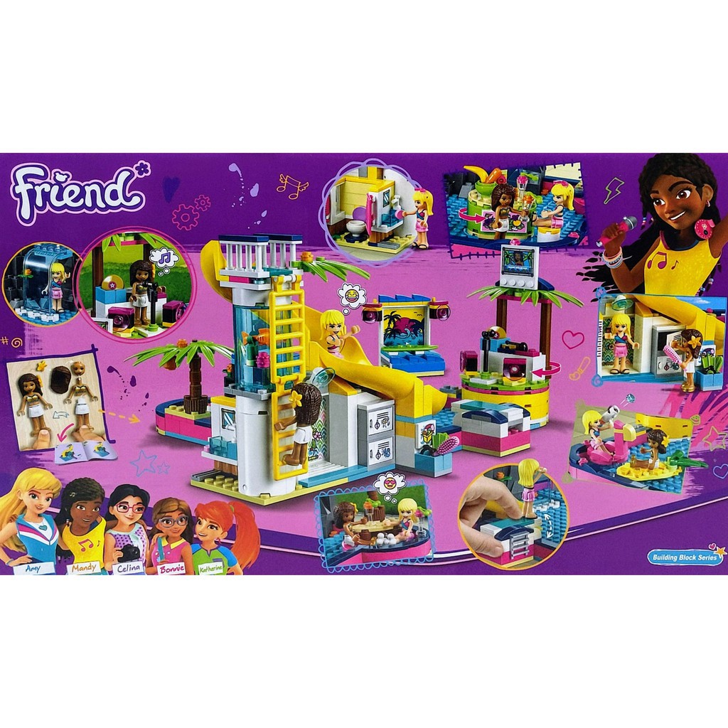 [Khai trương giảm giá] Bộ Lego FRIEND 472 Miếng- Lắp ráp khu vui chơi công viên nước