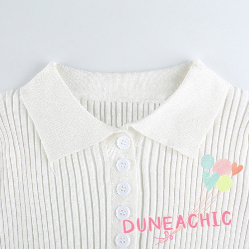 DUNEA Áo polo Ngắn Tay Màu Trơn Thời Trang Dành Cho Nữ