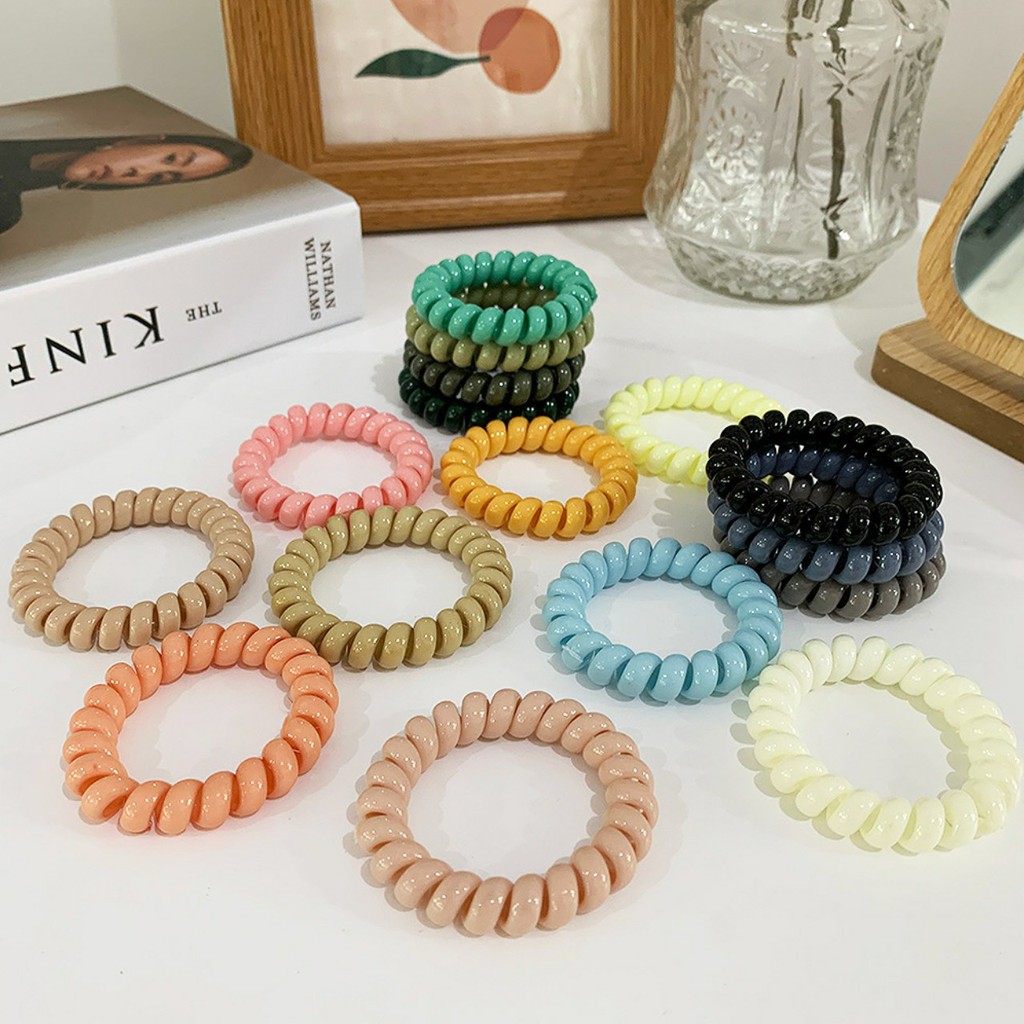 Bộ 3dây buộc tóc, cột tóc lò xo không dính tóc không đứt tóc màu nude tiểu thư cho bạn gái