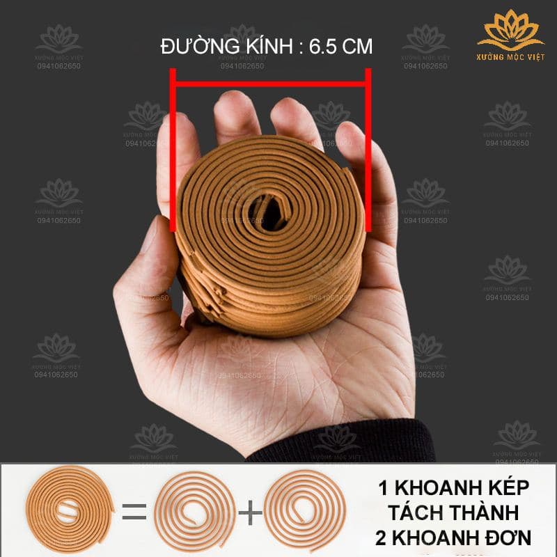 COMBO Hộp Nhang Khoanh Trầm Hương Tự Nhiên Xưởng Mộc Việt, Mỗi Khoanh Cháy 4 Giờ + Lư Sứ Xông Trầm