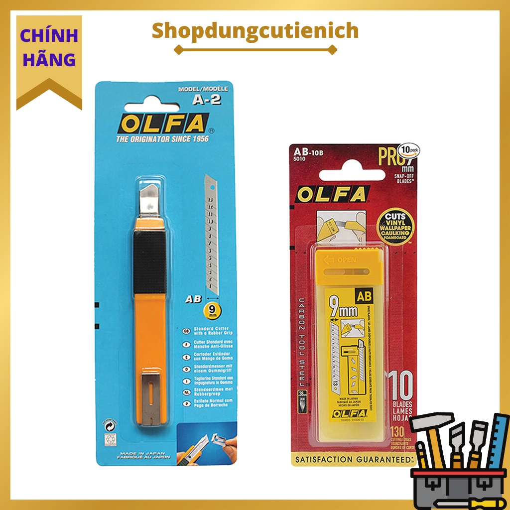 Dao Cắt Bao Bì, Vinyl, Bìa Cứng Và Nhiều Chất Liệu Khác OLFA A-2 Và Lưỡi Dao AB-10B