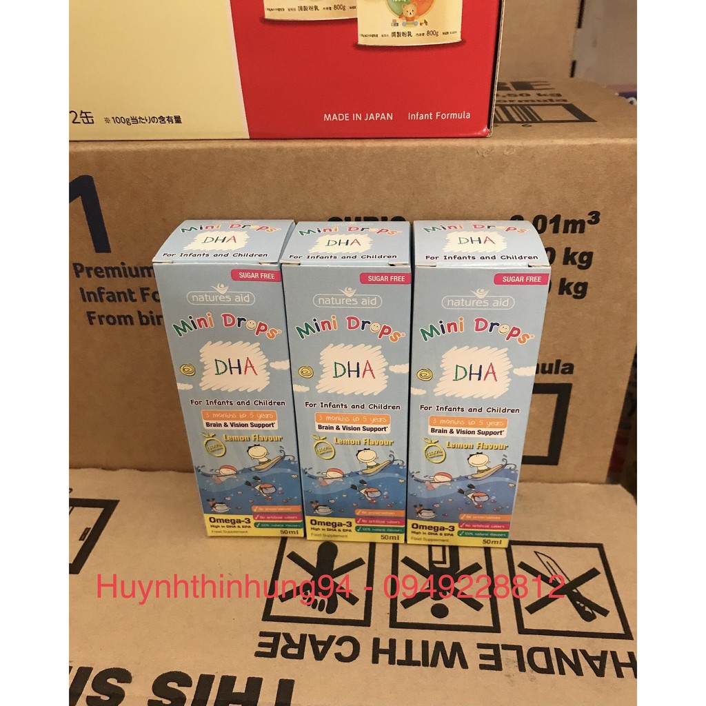 DHA cho bé Natures Aid DHA Drops, Anh (50ml dạng giọt) giúp phát triển não cho trẻ sơ sinh từ 3 tháng tuổi đến 5 tuổi