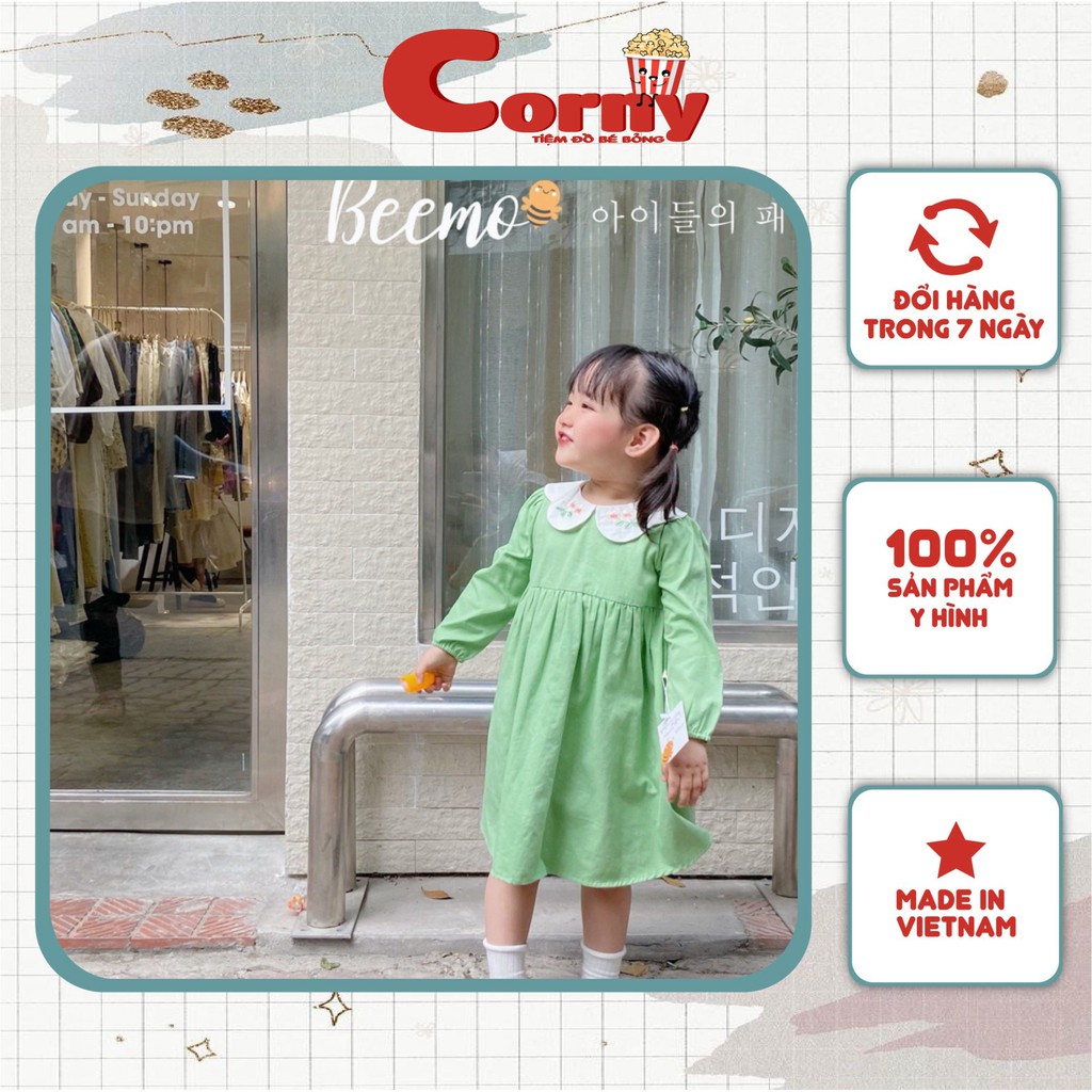 Váy bé gái kiểu dáng babydoll Hàn Quốc 3 màu - 21V017