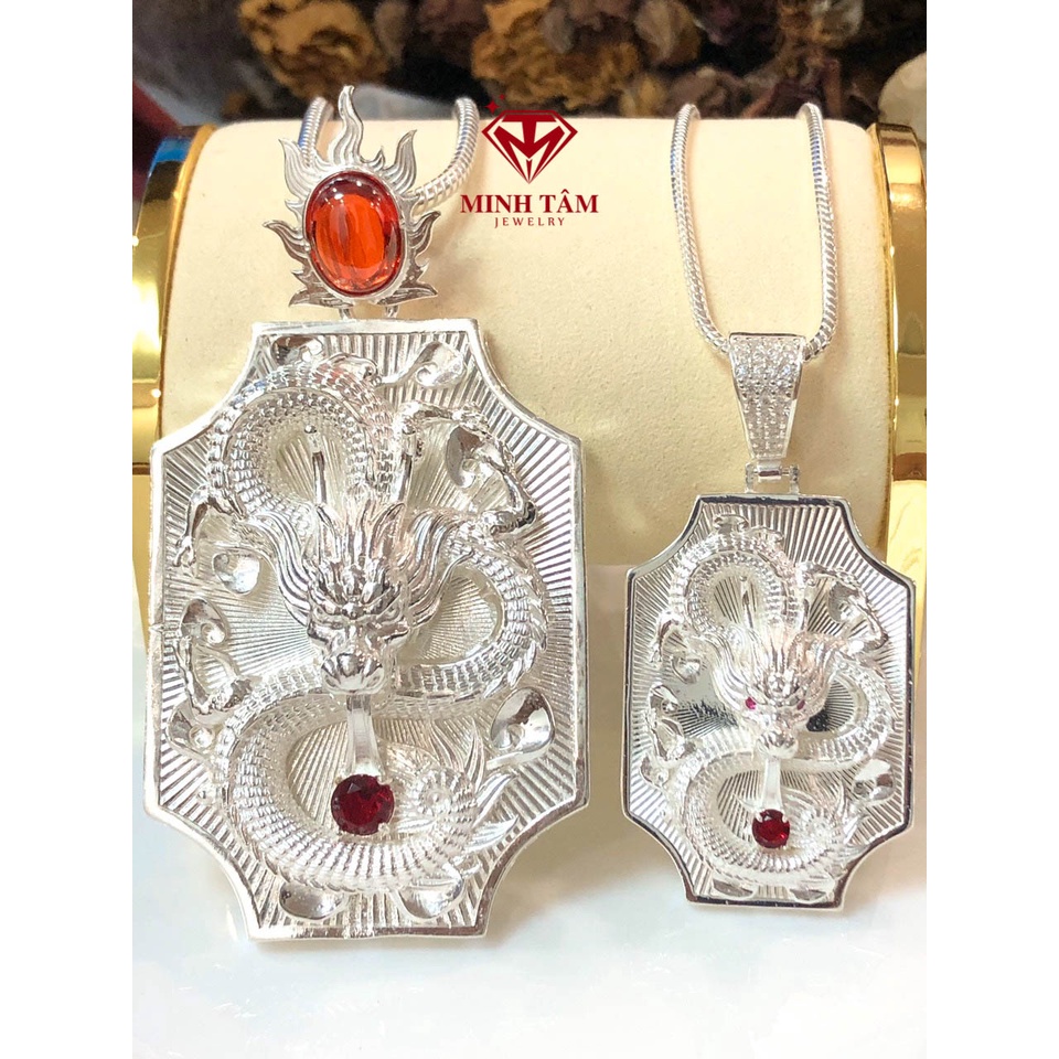 Mặt dây chuyền in hình rồng bạc ta cho nam Minh Tâm Jewelry