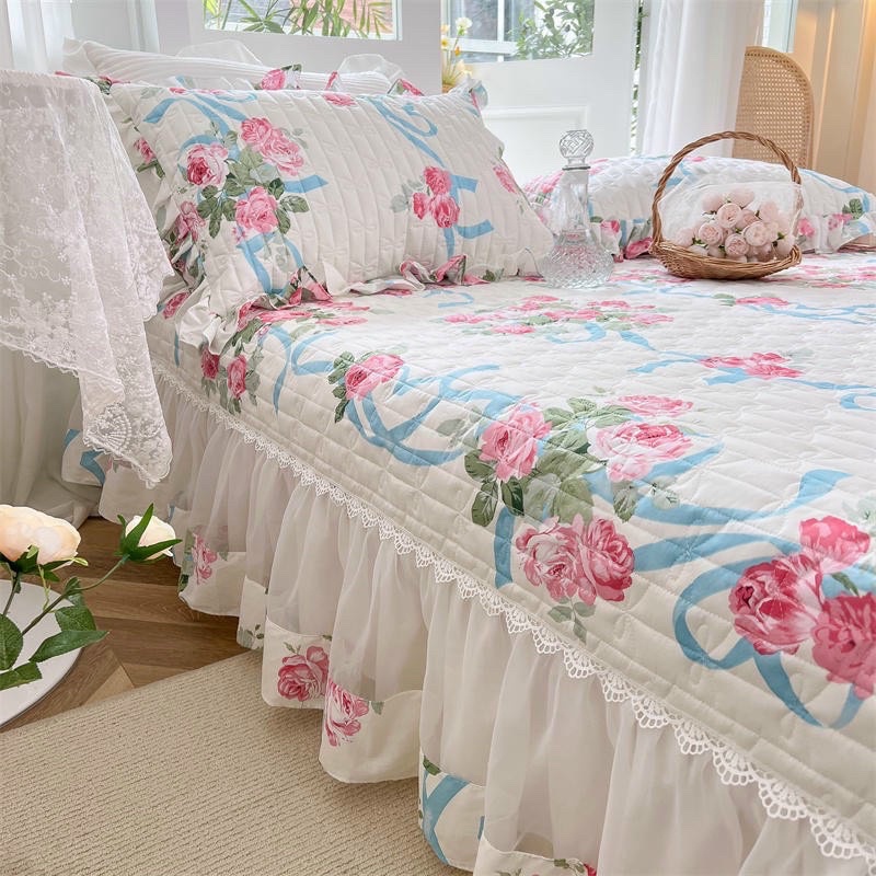 Bộ ga gối trần bông chùm giưong cotton 100% sửa dụng cho cả 4 mùa thoáng mát ,bền đẹp