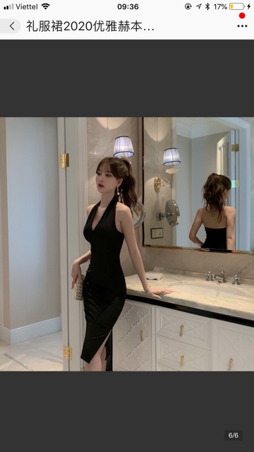 Váy thun cổ choàng xẻ hông