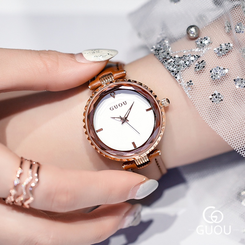 Đồng Hồ Đeo Tay GUOU Chống Thấm Nước Đính Đá Thời Trang Dành Cho Nữ