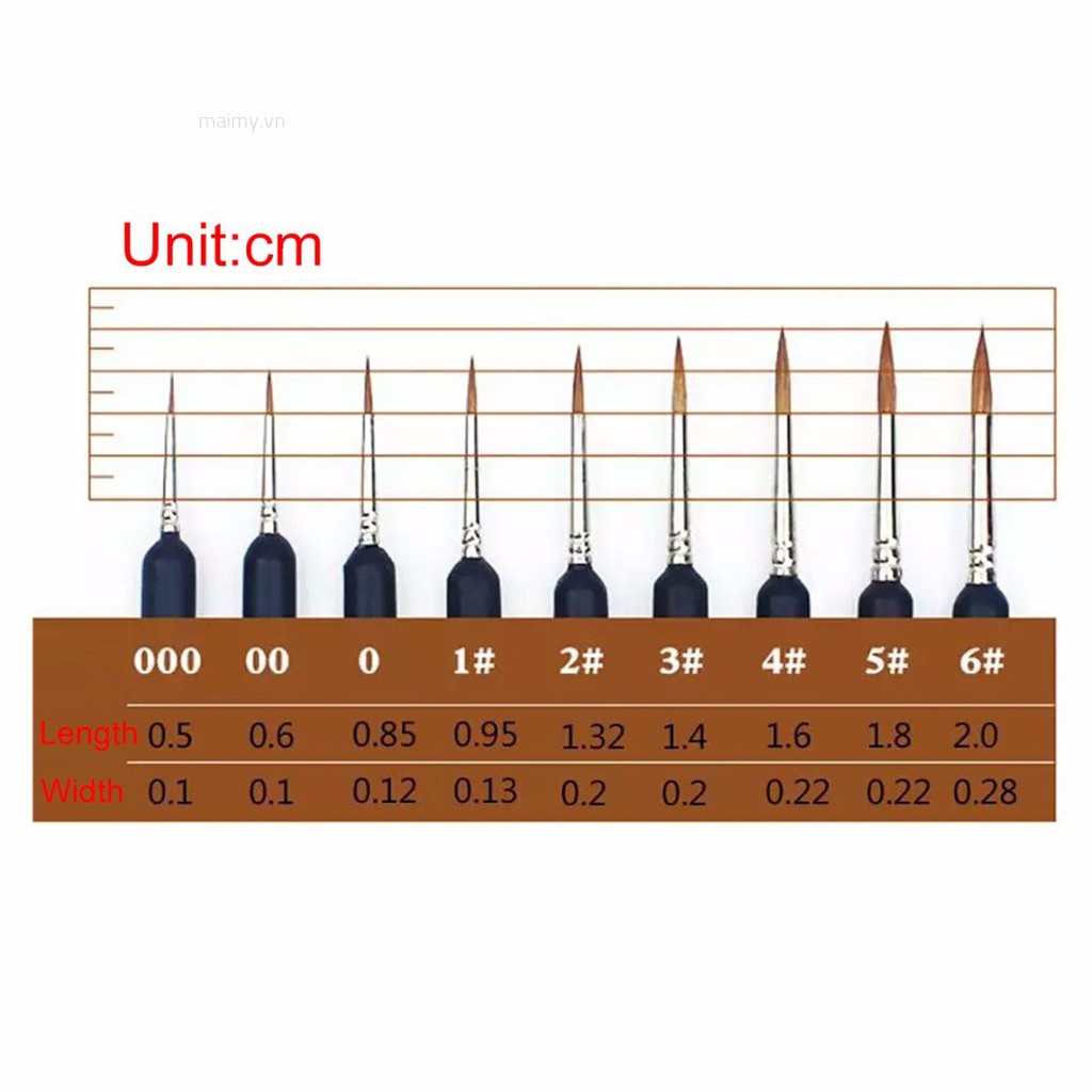 Set 9 Cọ Vẽ Màu Nước / Sơn Dầu Chuyên Dụng