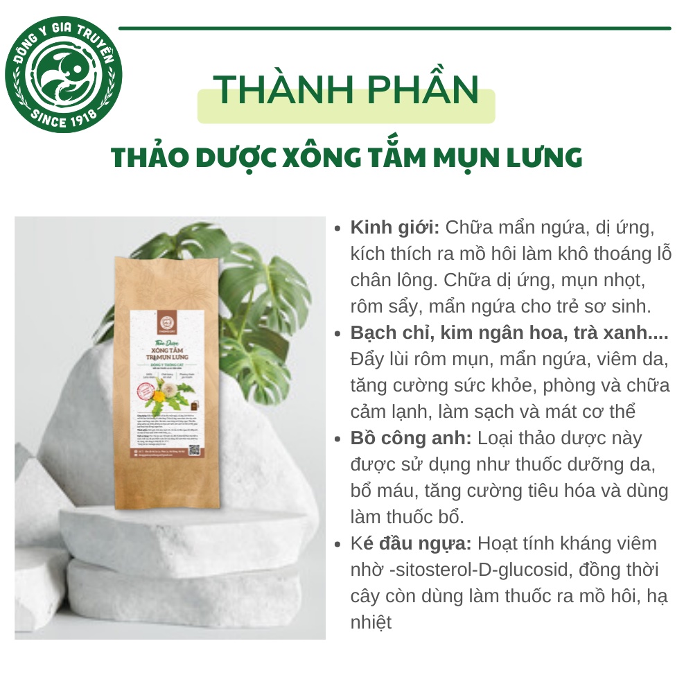 Thảo mộc xông tắm,chăm sóc cơ thể Đông y gia truyền Thông Cát(Since 1918)- Hết mụn lưng, lỗ chân lông trong 2 tuần