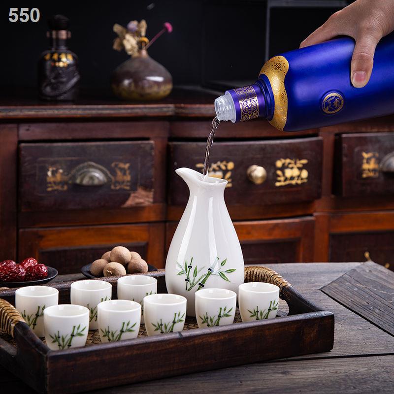 Bộ ấm chén ngâm rượu cổ 9 món, rượu, ly gốm sứ, trắng, bình nhỏ, gia dụng, sake.