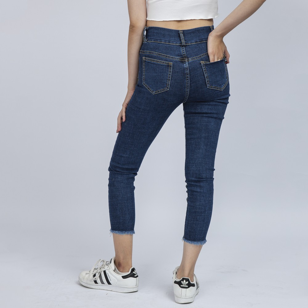 Quần Jean Nữ Cạp Cao 2 Nút Đậm Co Giãn Thời Trang Cao Cấp Giãn QR05. xynhshop999