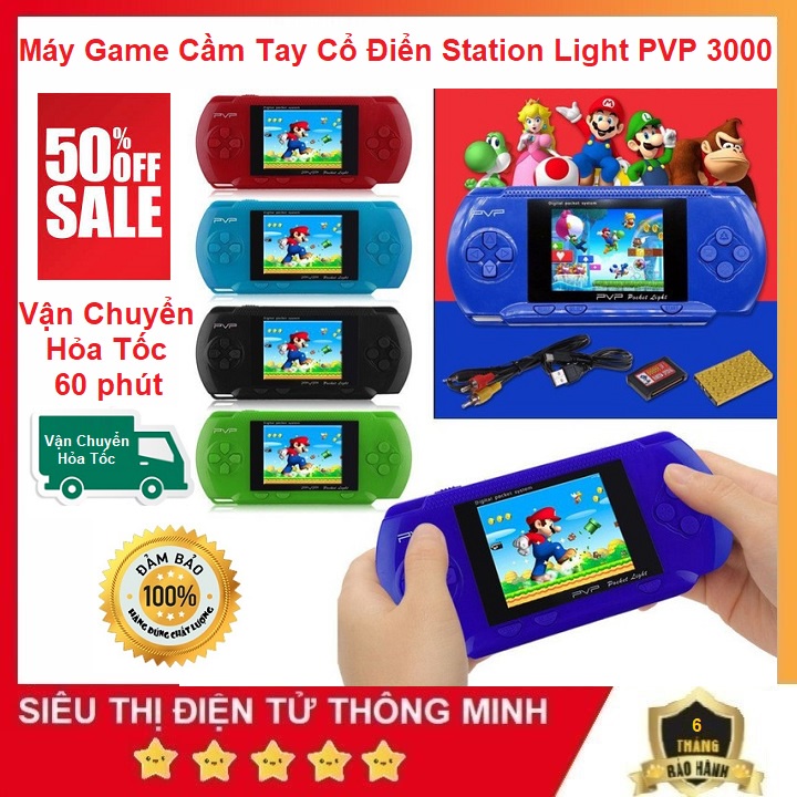 Máy Chơi Game PVP 3000, Có Gần 100 Game Kinh Điển - Có Nhiều Trò Chơi Cổ Điển Hay - Station Light - Bảo Hành 6 Tháng