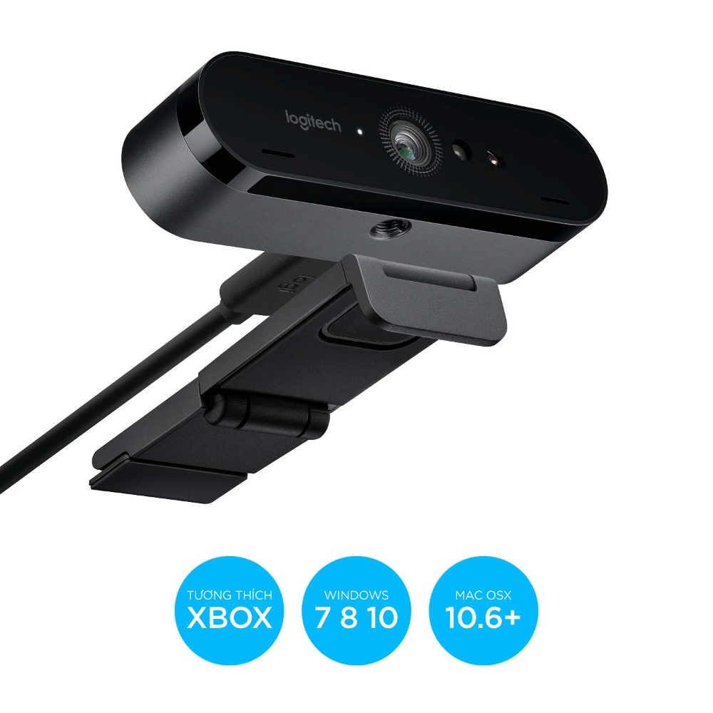 Webcam Logitech BRIO - 4K Ultra HD, tự động chỉnh sáng &amp; lấy nét, góc rộng 78 độ