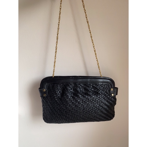 Túi cầm tay da đan, có dây