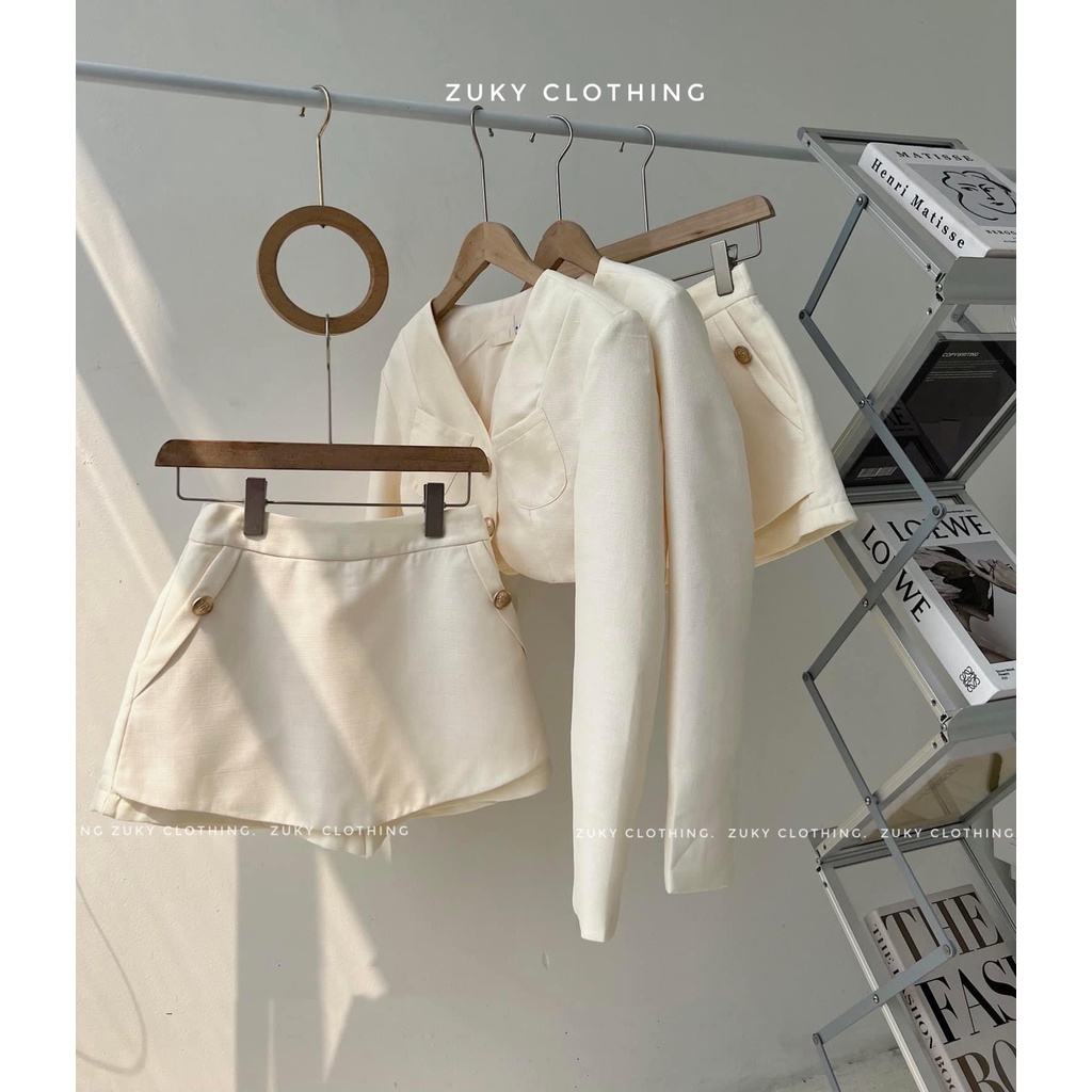 ZUKY Sét Vest blazer cổ tròn tay dài quần váy sang trẻ trung phù hợp tiệc hay dạo phố.