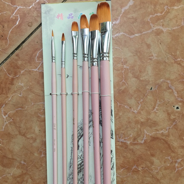 Bộ cọ vẽ 6 cây cán hồng