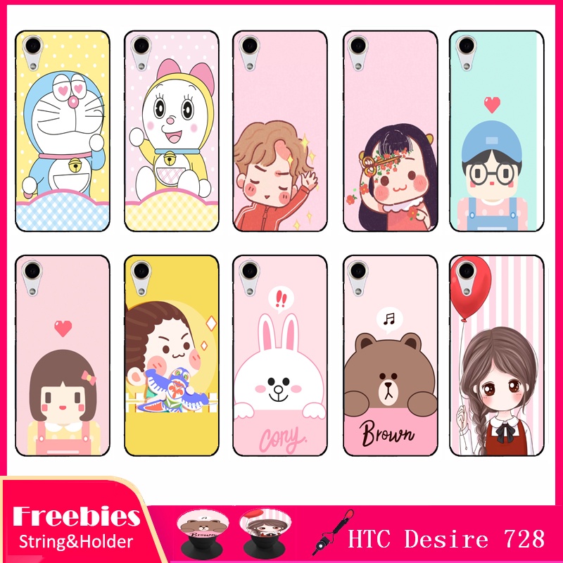 Ốp Điện Thoại Hình Hoạt Hình Có Dây Đeo Đệm Đỡ Cho HTC Desire 728