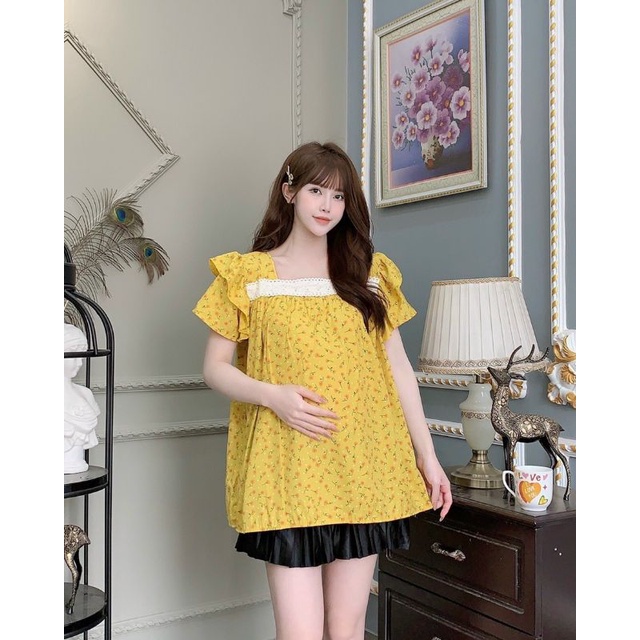 Áo bầu chất voan lụa cực xinh(kèm ảnh thật cận chất)