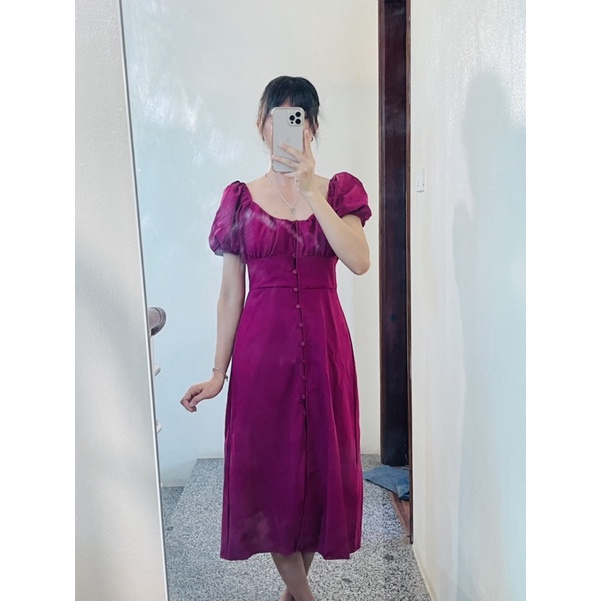 Váy liền bo ngực tay bồng