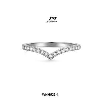 Nhẫn nữ titan chữ V đính đá (trắng) WNH523-1 Không đen không gỉ sét