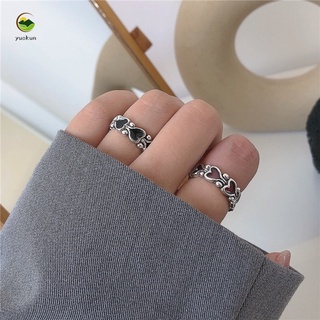 Nhẫn Kim Loại Màu Đỏ Và Đen Phong Cách Punk Cổ Điển Cho Nữ