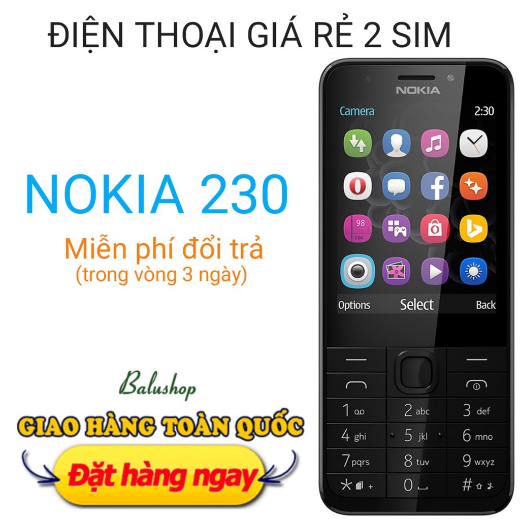 [rẻ vô địch] điện thoại Nokia 230 (2 sim) main zin, bảo hành 1 tháng