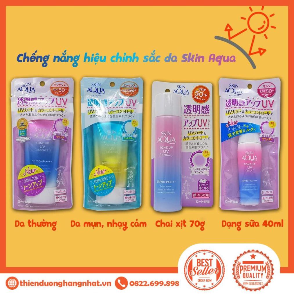 Kem chống nắng Skin Aqua kem chống nắng nâng tông Skin Aqua SPF50+ PA++++ Maneki