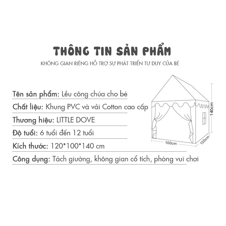 Lều Hoàng Tử Công Chúa (Full phụ kiện hàng có sẵn)