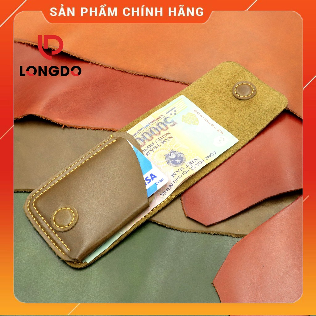 Ví Sen 3 Cao Cấp - Cam Kết 100% Da Bò Thật - bóp da nam Màu Xanh Ô Liu Hàng Chính Hãng Thương Hiệu Longdo Leather