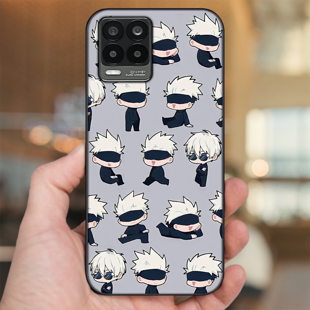 Ốp lưng Realme 8, 8 Pro viền đen in hình Satoru Jujutsu Kaisen