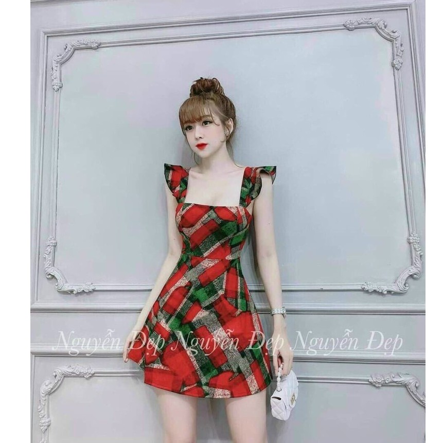 ĐẦM nữ dáng xòe thiết kế hai dây với họa tiết dân tộc độc đáo lạ mắt