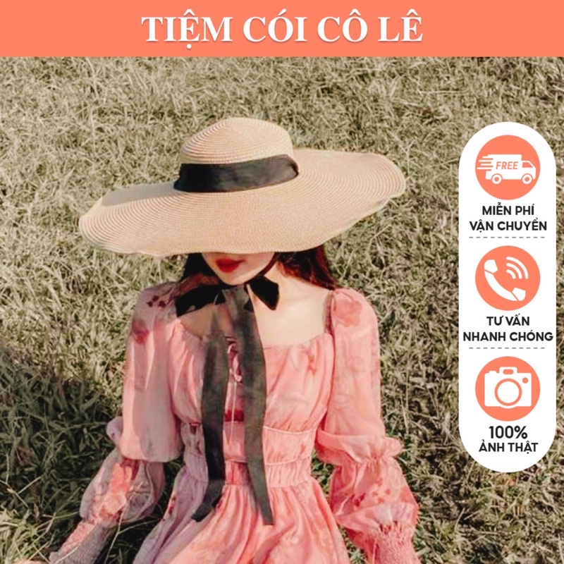 Nón cói vành ngang rộng đi biển chụp ảnh sống ảo - Tiệm Cói Cô Lê