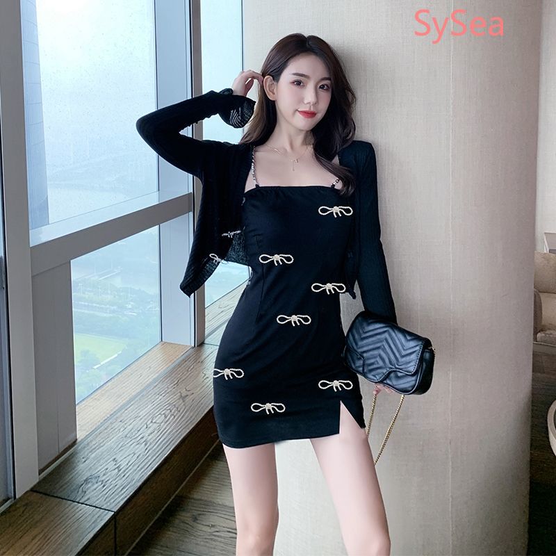 Đầm Dệt Kim Dáng Ôm Phối Nơ Đính Đá Xinh Xắn Dành Cho Nữ