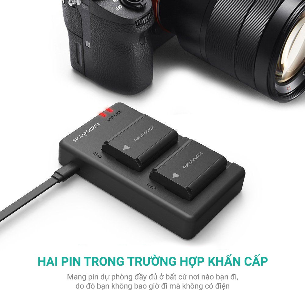 Bộ pin sạc RAVpower NP-FW50 cho Sony