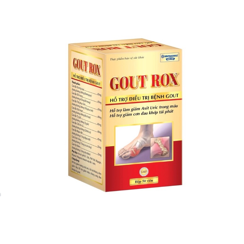 Giảm đau sưng khớp - giảm lượng acid uric GOUT ROX Chai 50 viên - Rostex- Tủ Thuốc Bảo Châu