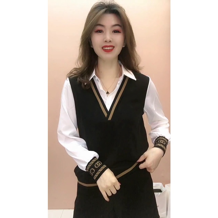 Áo ghile pha tay cổ sơ mi hiện đại , hot trent , mặc đi làm đi chơi , kèm video hình ảnh thật
