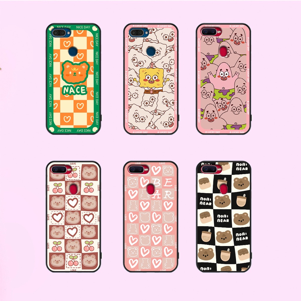 Ốp lưng Oppo A5s - Oppo A7 - Oppo F9 - Oppo A12 in hoạ tiết kẻ caro đen trắng, trái tim, gấu bear thời trang